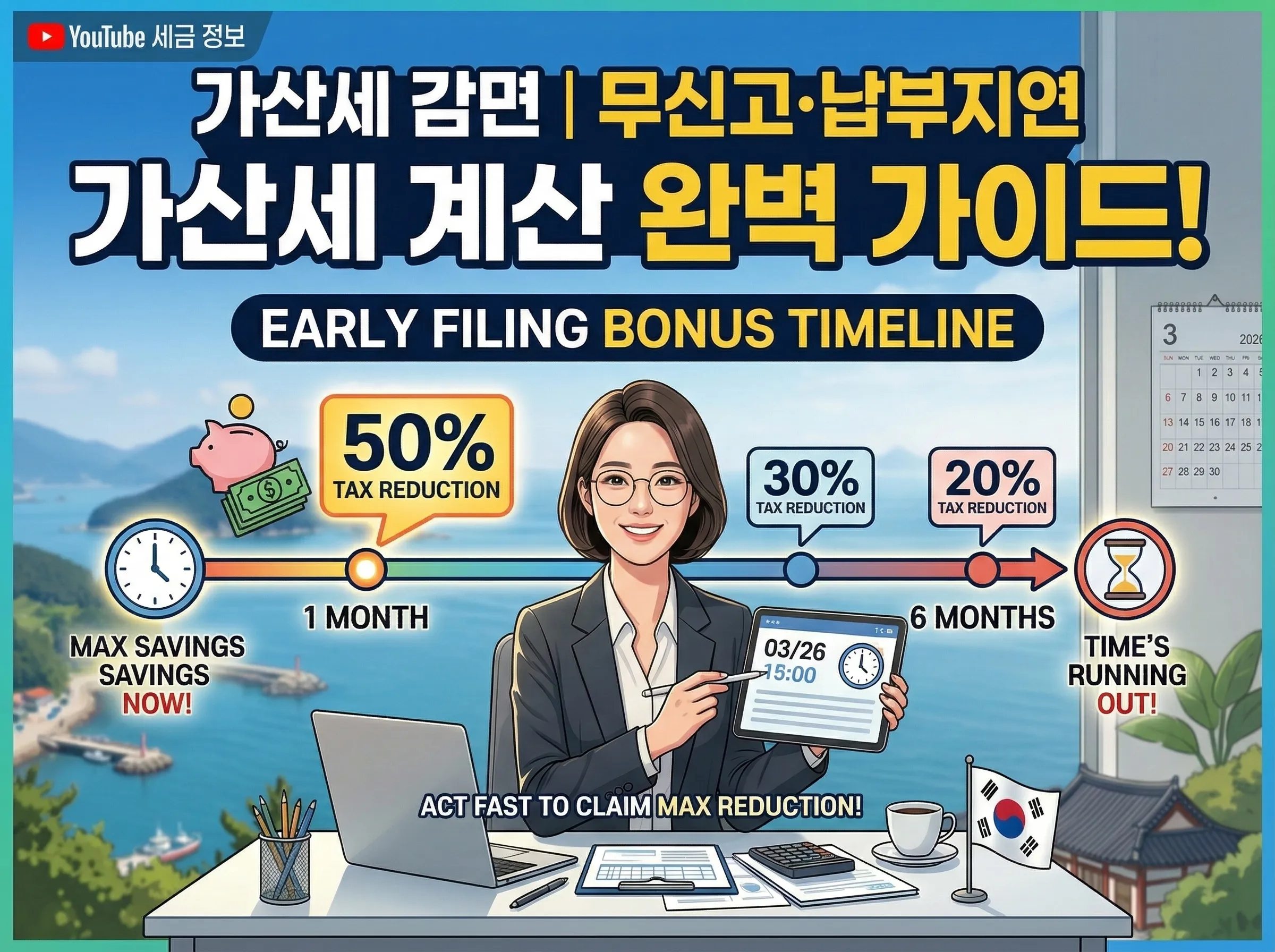 기간별 가산세 감면율 타임라인 인포그래픽