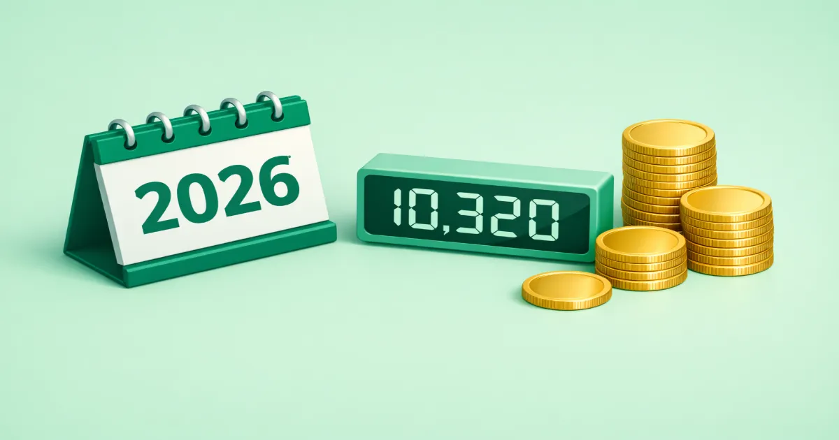 2026년 최저시급 10,320원 확정 및 급여 인상 인포그래픽