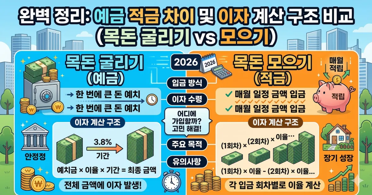 예금 적금 차이 비교 개념도