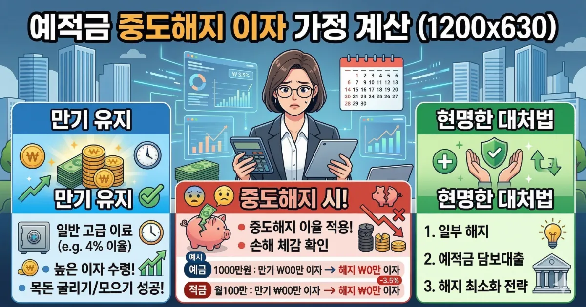 예적금 중도해지 이자 가정 계산을 통한 손해 방지 가이드