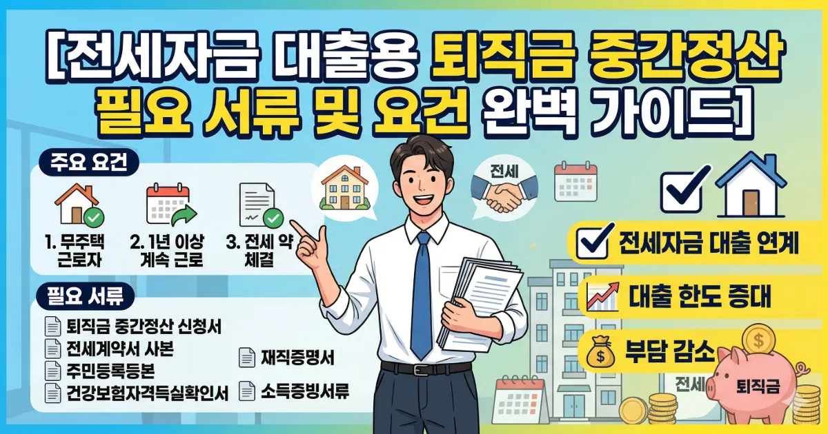 전세자금용 퇴직금 중간정산 필요 서류 안내 이미지