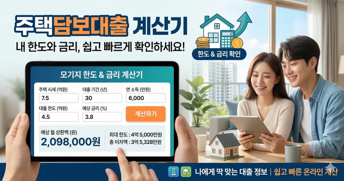 스마트 주택담보대출 계산기 메인 화면