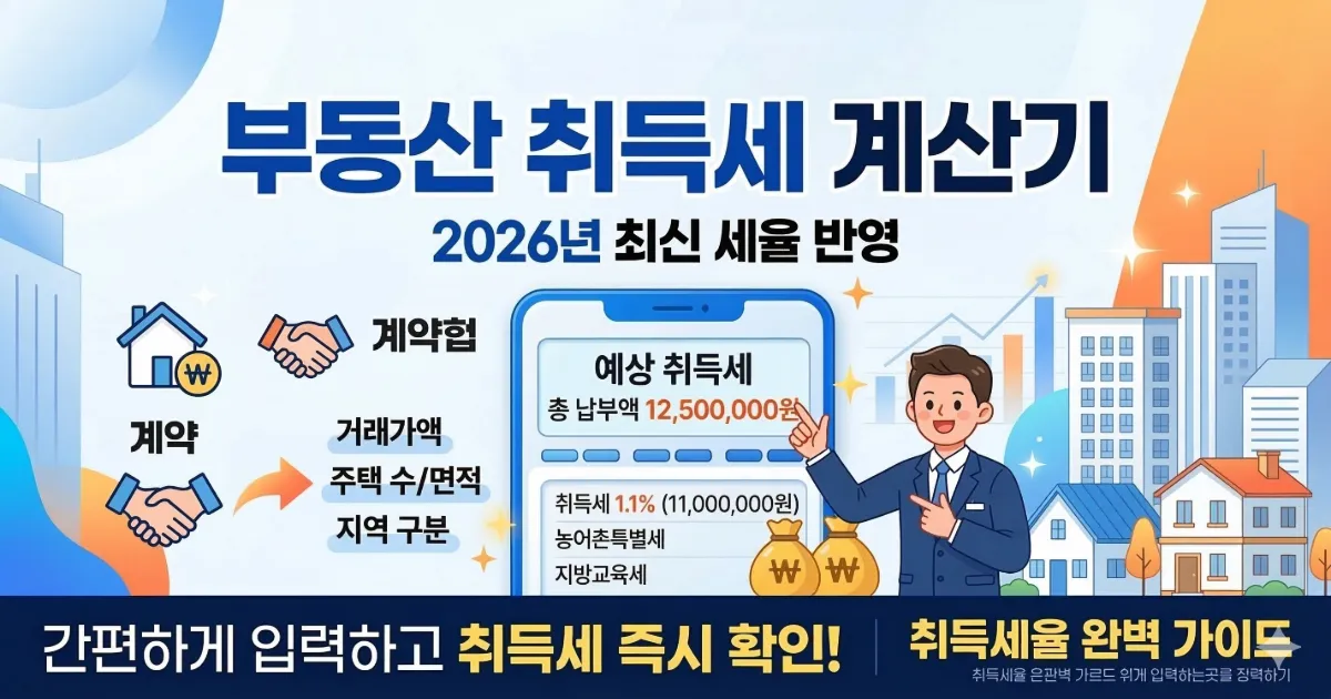 스마트 부동산 취득세 계산기 메인 화면