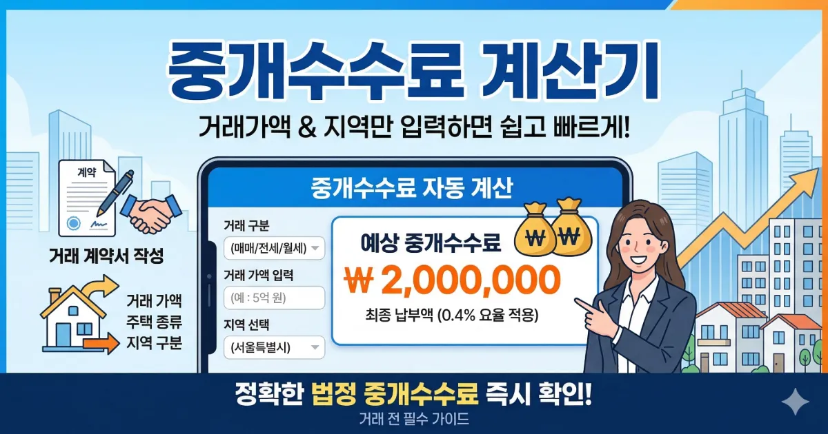 스마트 부동산 중개수수료 계산기 메인 화면